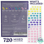 LivaClean 720 CT (3 Pack of 240) Superstar Pimple Patch for Face - Salicylic Acid & Tea Tree, Hydrocolloid Acne Patch, Pimple Patches Star Cute Zit Patches - 3 Sizes, 4 Colors