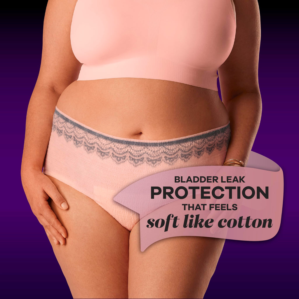 Always Discreet Boutique Incontinence and Postpartum Underwear for Women, Maximum Protection, Small/Medium, Rosy, 12 Count