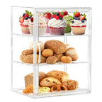 SANKEU Pastry Display Case,Bread Box for Kitchen Countertop,3 Layers Adjustable Clear Bread Storage with Magnetic Door Small Bakery Pastry Display,1 Pack