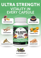Lunakai USA Made Irish Sea Moss Capsules with Black Seed Oil, Ashwagandha, Burdock Root & Bladderwrack, 60ct