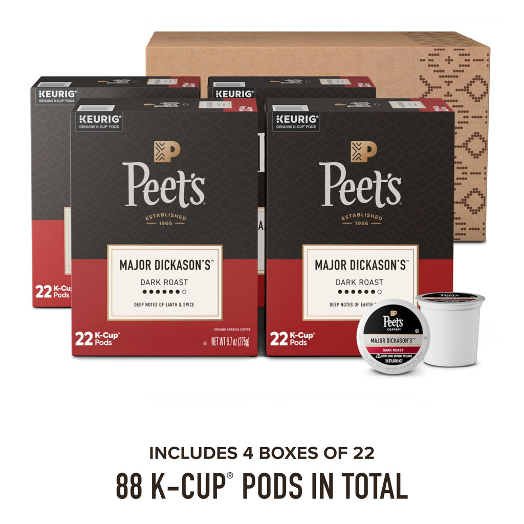 Peet's Coffee Coffee Pods, Dark Roast, Major Dickason's Blend, 88 K Cups