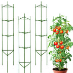SORANGEUN 63-Inch Heavy Duty Tomato Cages, 4-Pack Extra Tall Metal Tomato Trellis, Steel Tube Plant Cage for Indeterminate Tomatoes, Cucumbers, Pole Beans – Rust-Proof Coated