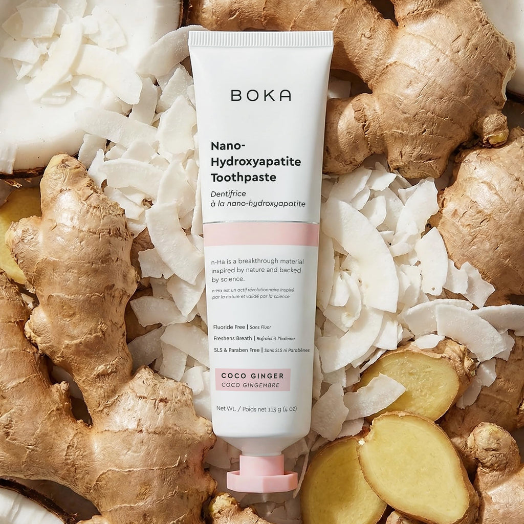 Boka Fluoride Free Toothpaste, Nano Hydroxyapatite Toothpaste, Appropriate for Sensitive Teeth - for Adult Oral Care - Coco Ginger Flavor, 4 Fl Oz 1Pk US Manufactured