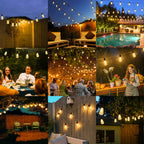 Brightever Outdoor String Lights 200FT Waterproof, Patio String Lights for Outside with 100+4 ST38 Shatterproof LED Filament Bulbs, Dimmable Hanging Lights for Christmas, Party, Cafe (2-Pack 100FT)