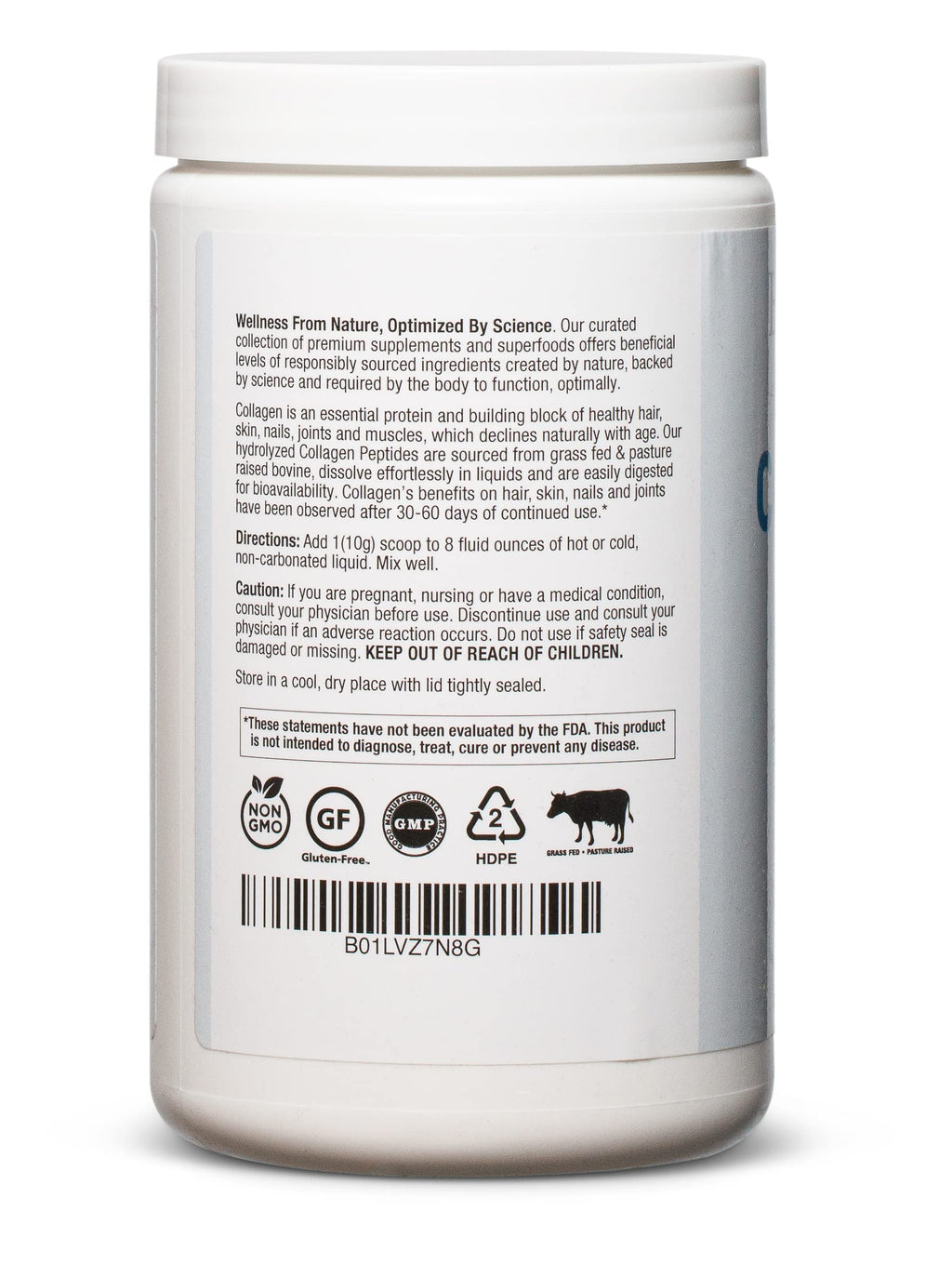 BioOptimal Collagen Peptides Powder - Grass-Fed, Pasture-Raised Hydrolyzed Protein Supplement for Skin, Hair, & Nails - Non-GMO, Zero Sugar Daily Supplement for Men & Women (30 Servings)