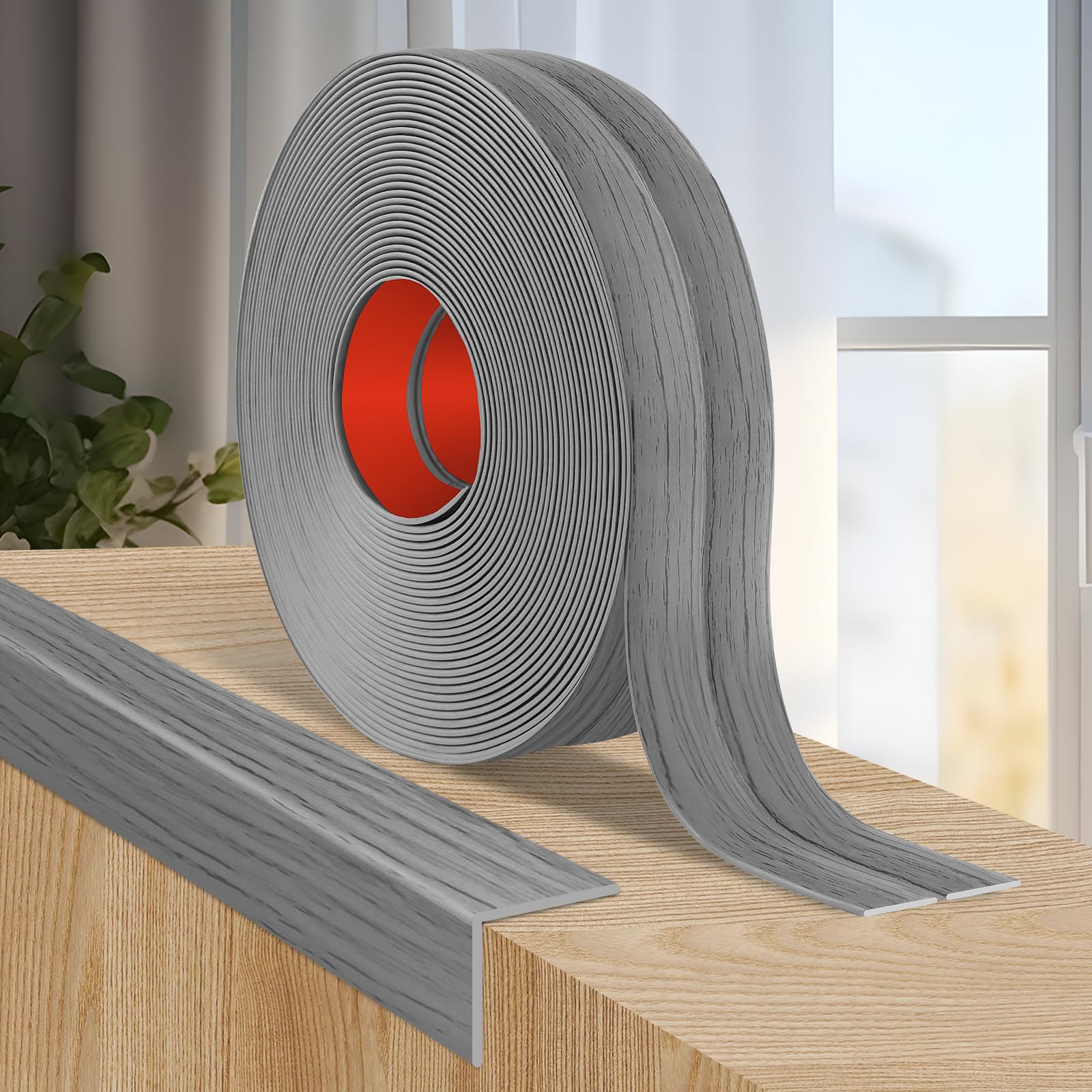Flexible Wall Corner Protector Moulding Trim Peel and Stick Wall Corner Guards Edge Protector Self Adhesive Molding Trim Strip for Edge Ceiling (Light Gray Wood Grain, 2.4 in x 20 Ft)