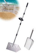 Sand Flea Rake 16" Wide - Detachable 54" Handle with Shark Tooth Screen - Steel Beach Rake for Fishing Bait, Shelling, Yard Cleaning