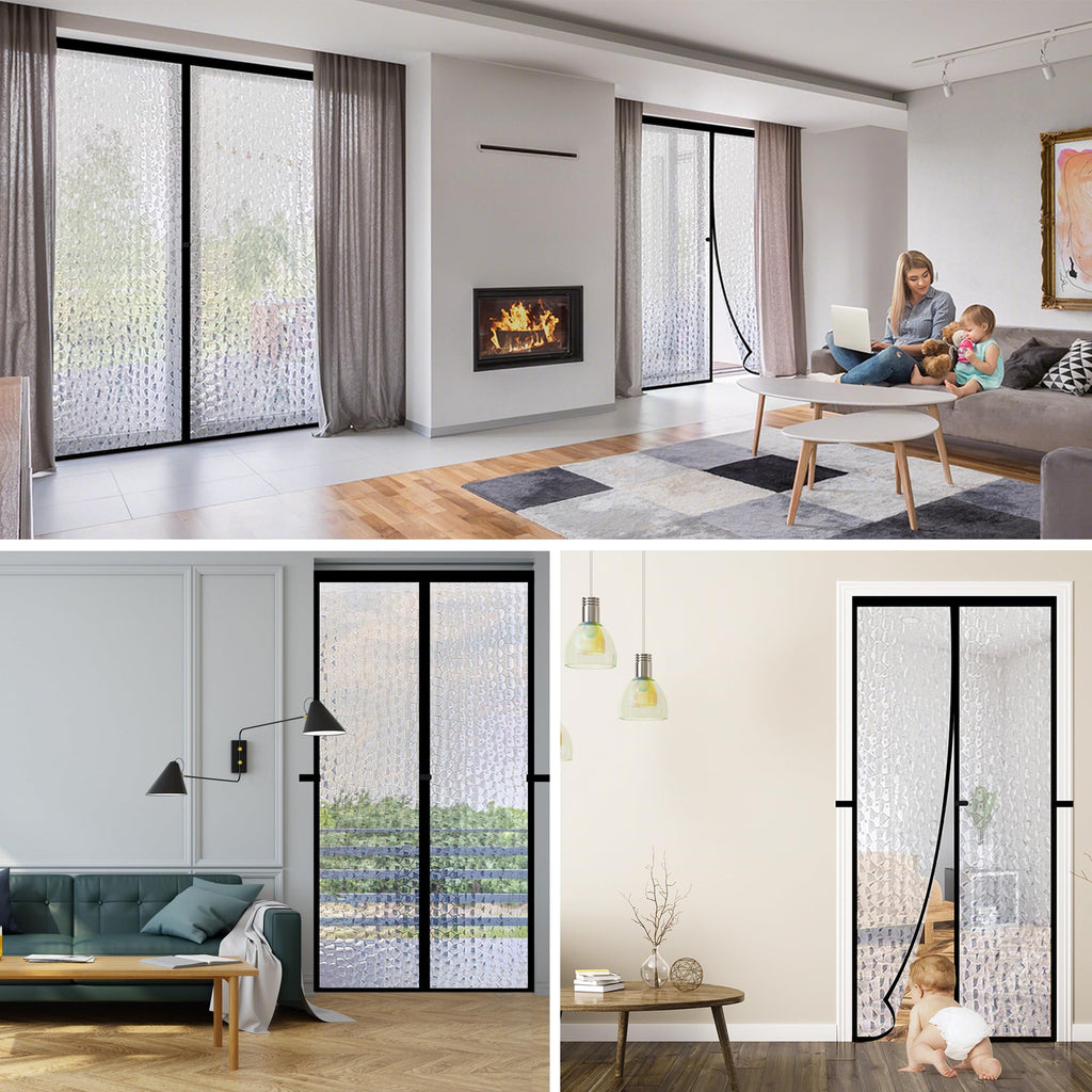 RELIANCER Magnetic Thermal Insulated Door Curtain,Waterproof EVA Door Cover,Fit Doors Size Up to 38"x82",Temperature Protection Insulated Doorway Curtain Partition,Patio Self-Closing Doors Net Screen
