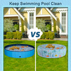 Docuwee Round Pool Cover 63"(5 Ft), Foldable Kiddie Solar Cover Fit Dog Swimming Pool, Pets Kids Bath Tub, Anti-UV Dustproof Safety Pool Cover with Cute Ocean Animals Pattern