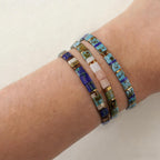 Ustome Tila Flat Square Stack Beaded Bracelets Set for Women Men, Boho Romantic Handmade Colorful Stretch Accessories Jewelry,Party Holiday Friendship Gift