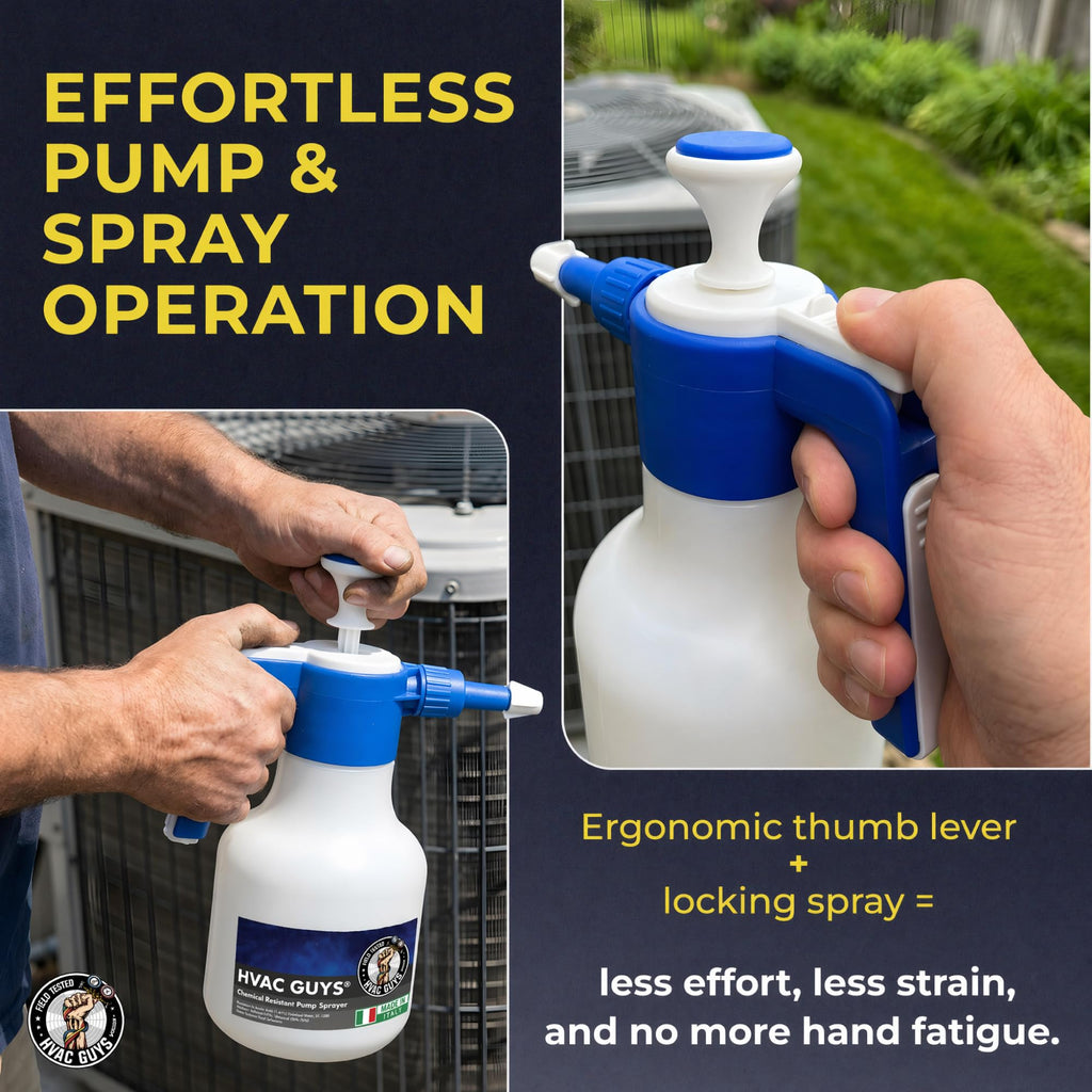 HVAC Guys Handheld Chemical Pump Sprayer with 360° Spray Angle