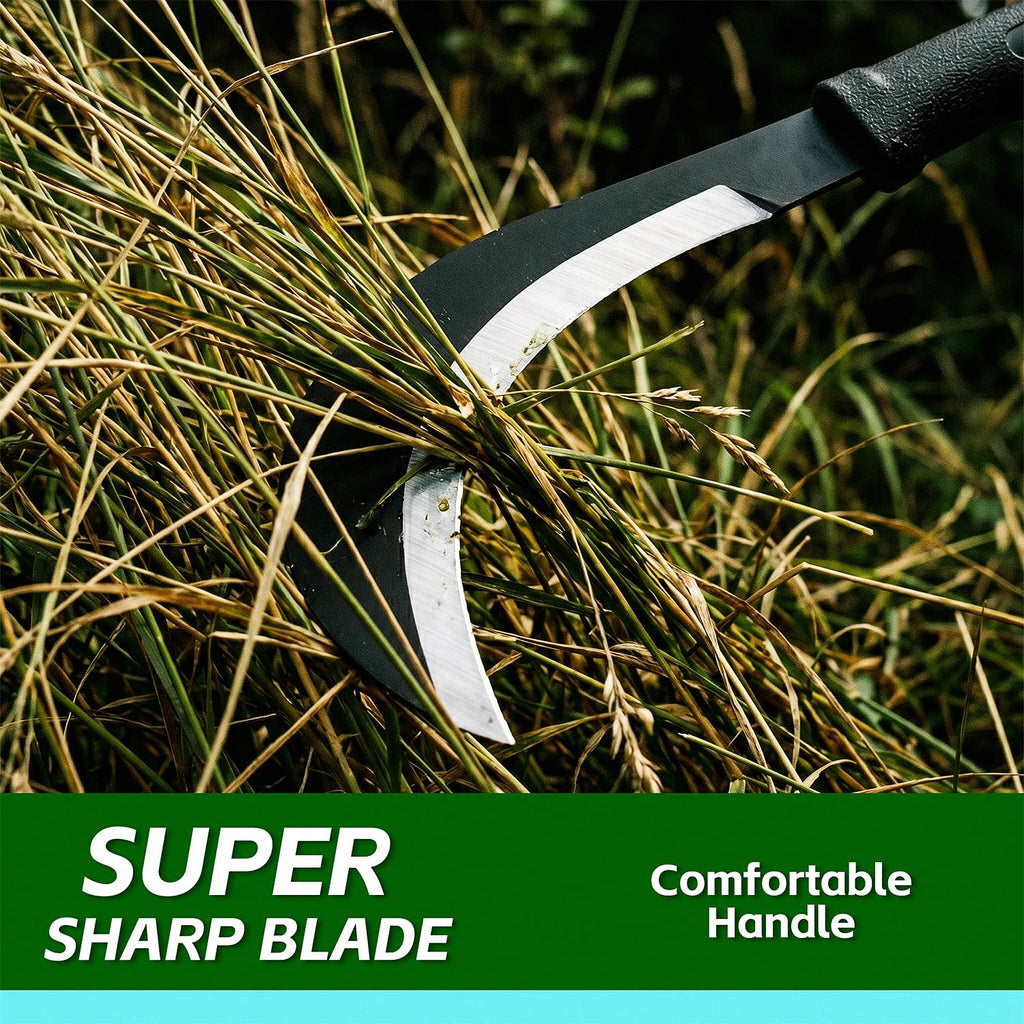 ZOOM.LZ Weeding Sickle Machete Garden Tool Brush Clearing Sickle with Carbon Steel,Thick Blade Gardening Sickle Machete for Yard Work,Harvest Knife,Farm Tool