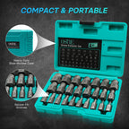 OSTTE 25Pcs Bolt Extractor Kit, Screw Extractor Set Hex Head, Multi-Spline Easy Out Bolt Extractor Tool, Removes Broken Stripped Screws Bolts, Cr-Mo