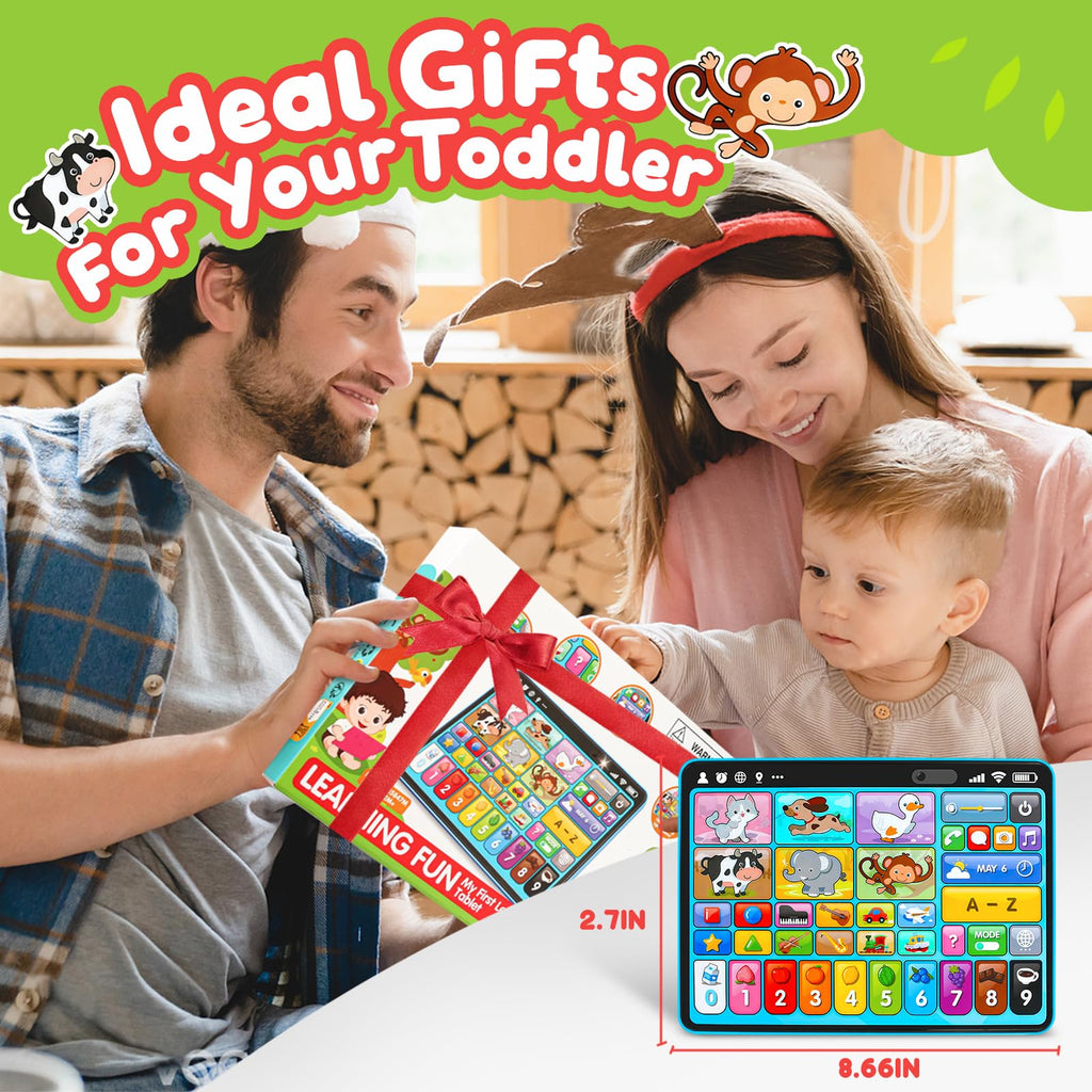 Learning Tablet for Toddlers 1-3 Trilingual Learning Toys with Music & Sound, Montessori Speech Therapy Toys for 1 Year Old Boy Girl Musical Baby Toys 12-18 Months Toddler Toys Age 1-2 2-3 Gifts
