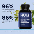 HUM Mighty Night Nighttime Sleep Supplement for Skin Care, CoQ10, Valerian Root & Ferulic Acid to Support Cell Turnover, Skin Vitamins for Women and Men, Overnight Beauty Vitamins, 60 Vegan Softgels