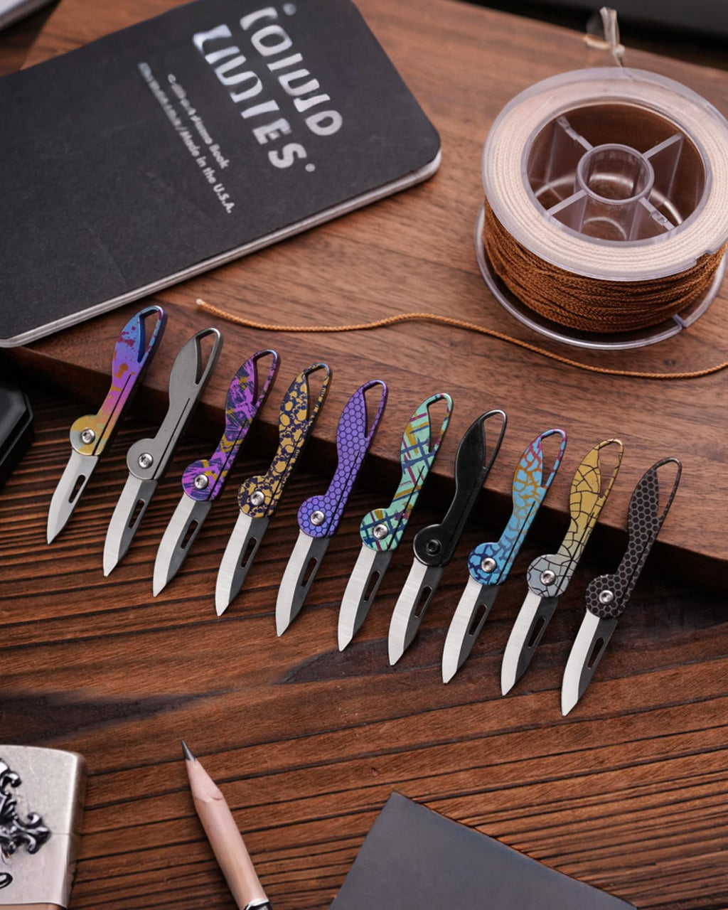 KeyUnity KK05 Mini Titanium Pocket Knife for Everyday Carry- Razor Sharp Folding Blade, Lightweight EDC Tool for Camping, Hiking and Outdoor (Hex Black)
