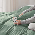 Bedsure Duvet Cover Queen Size - Soft Double Brushed Bedding Set for Kids & Adults, Zipper Closure, 3 Pieces, Includes 1 Duvet Cover (90"x90") & 2 Pillow Shams, NO Comforter, Sage Green