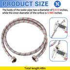 Yejesiy 4 Ft Washing Machine Hoses, 2 Packs Premium Stainless Steel Washer Hoses Burst Proof, Hot and Cold Striped Water Supply Hoses with 3/4'' Standard Interface fit for ALL Washer