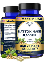 Lunakai USA Made Nattokinase Supplement – 400mg Natto Enzyme, 8000 FU per Serving – Heart & Circulation Support – Non-GMO, 60ct, 4000 FU Capsule