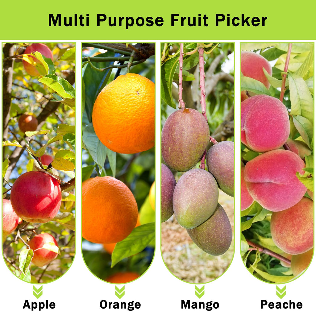 UQM 12.8FT Fruit Picker Pole Adjustable with Basket Harvest Bag