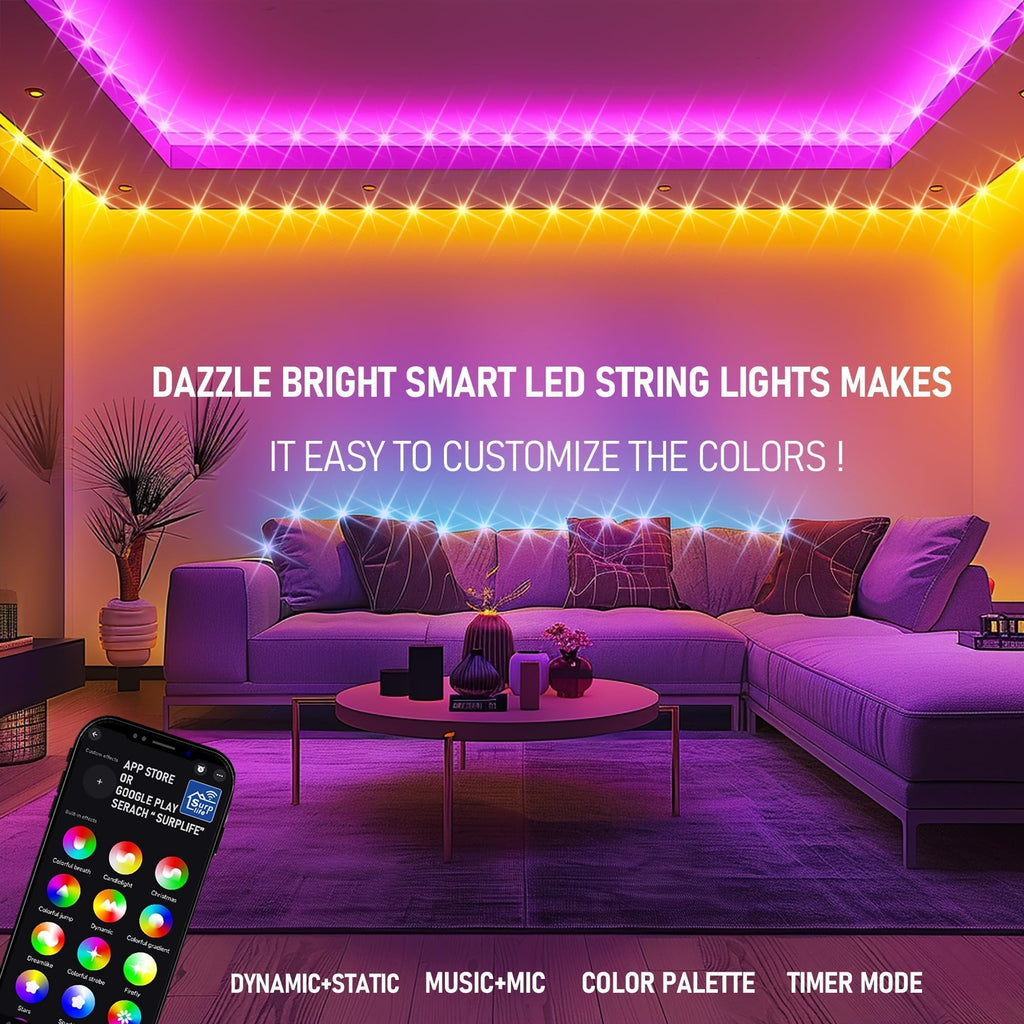 Dazzle Bright 66FT 200 LED Smart Color Changing Christmas Halloween Lights