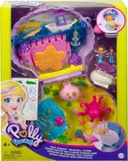 Polly Pocket Tiny Power Seashell Purse Compact with Wearable Strap, Fun Under-The-Sea Features, Micro Polly and Lila Mermaid Dolls, 2 Accessories & Sticker Sheet; for Ages 4 Years Old & Up