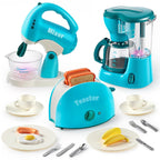 Joyin Play Kitchen Toys, Pretend Food Kitchen Accessories Girls Toy with Coffee Maker, Mixer, Toaster with Realistic Lights& Sounds, Birthday Gift for Kids, Gifts for Christmas