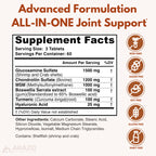 Arazo Nutrition Glucosamine Chondroitin Turmeric Msm Boswellia - Joint Support Supplement for Relief 180 Tablets for Bones, Back, Knees, Hands (180 Tablets)