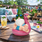 TISEJOY Garden Gnomes Outdoor Statues, Funny Flamingo Decor Gnomes Decor for Yard Patio Garden, Summer Gnomes Sculptures for Home Desk Table Pool Backyard, Garden Gifts for Mom, Friends
