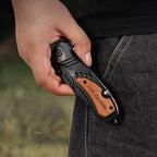 Gifts for Men Dad Him Fathers Day, Anniversary Birthday Gifts ideas for Boyfriend Husband, Engraved Pocket Knife, Wooden Handle Folding Knife with Wood Box, Unique Outdoor Camping Hunting Fishing Tool