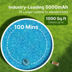POOLPURE Pool Cleaner, 5000mAh Battery, 120 Minutes Runtime, 1000 Sq Ft Coverage, Automatic Cleaner