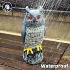 Ugold Solar Powered Garden Owl with Motion Detection, Rotating Head, Realistic Hoots and Silent Mode, Outdoor Statue and Sculpture, Owl Decoration for Home, Garden, Patio and Lawn