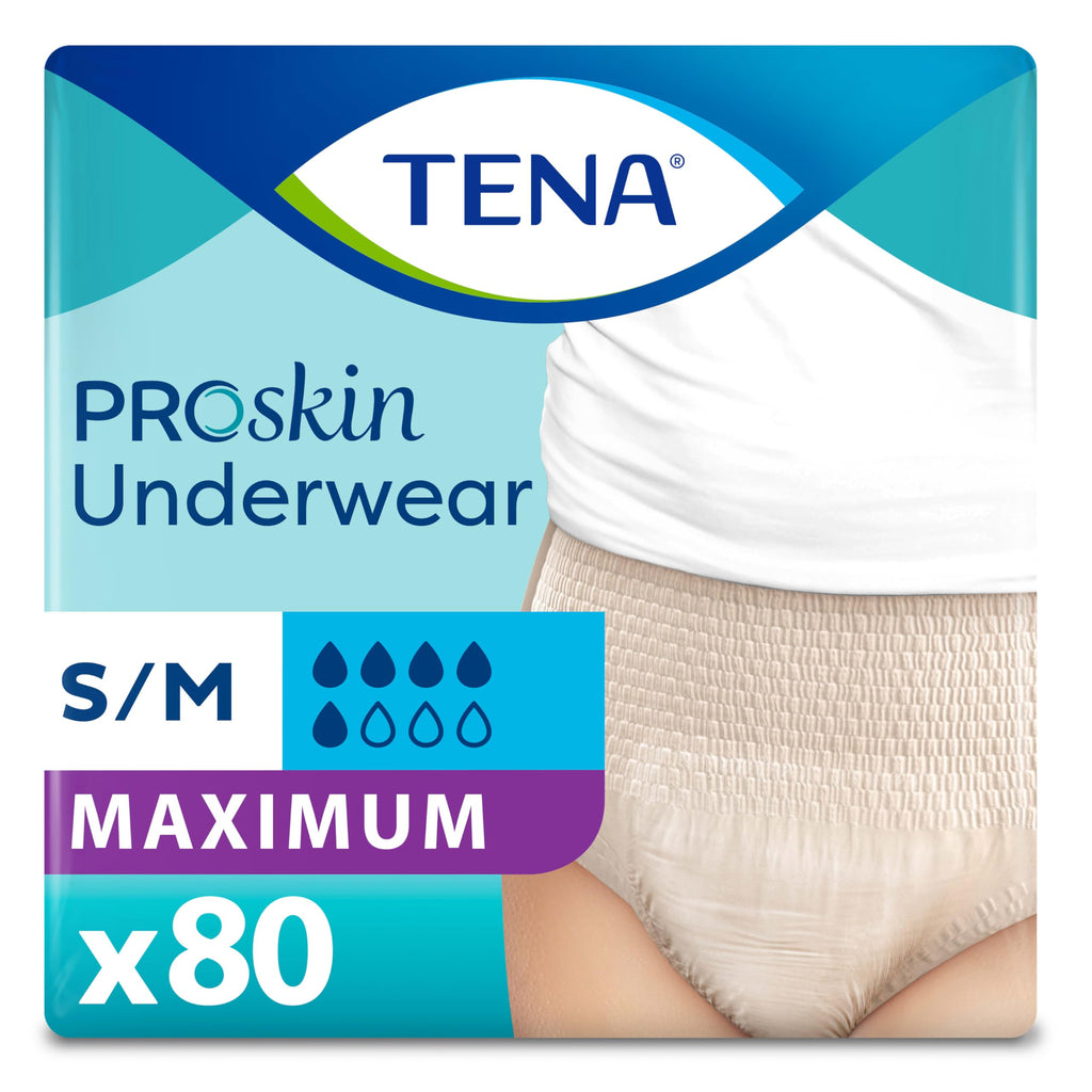 TENA ProSkin Small-Medium Nude-Colored Adult Female Moderate Absorbency Protective Disposable Underwear, 80 Count