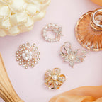 Ecally 8 Pcs Brooches and Pins for Women, Flower Crystal Pearl,Groovy
