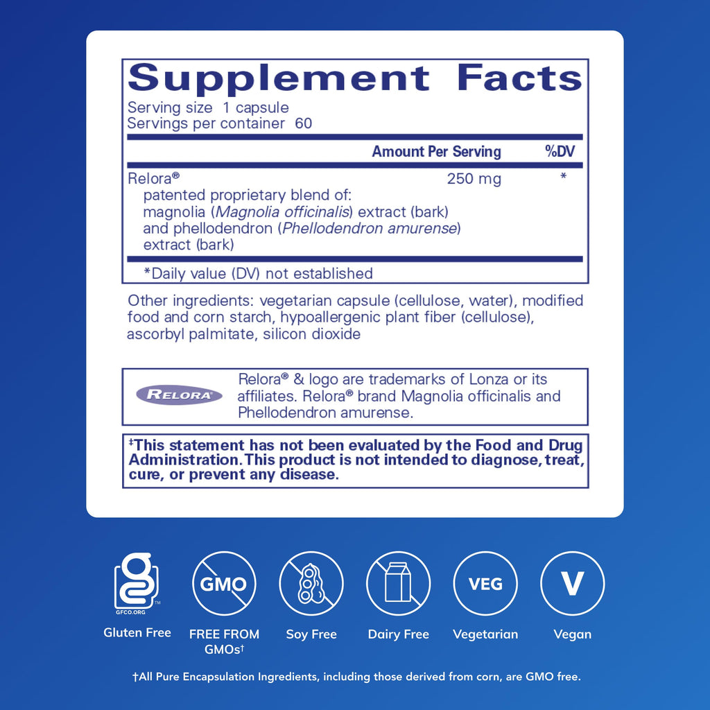 Pure Encapsulations Relora | Hypoallergenic Supplement Promotes Healthy Cortisol and DHEA Production and Moderates Occasional Stress* | 60 Capsules
