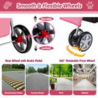 Azaeahom Pet Stroller, 4 Wheels Pet Strolling Cart for Medium/Small Dogs and Cats, Foldable Cat Jogger/Dog Stroller with Cup Holder, Storage Basket, Breathable Mesh, All-Season Pet Carrier, Pink