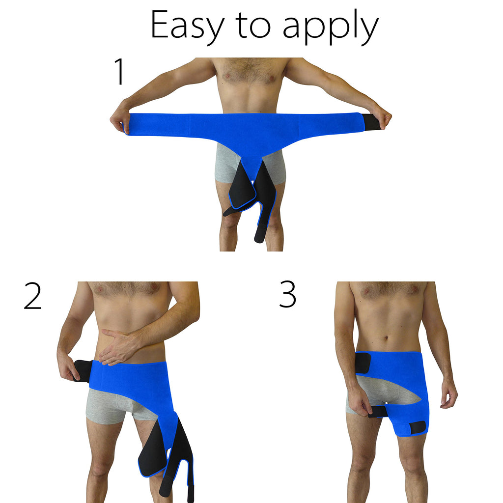 Hip Brace for Sciatica Pain Relief, Thigh Injury, Hip Fleхоr Strain, Pulled Groin Muscles, Hamstring Pull, Sacroiliac SI Joint, Sciatic Nerve, Lower Back Pain - Compression Ortho Support Stabilizer Wrap for Men, Women (Blue)