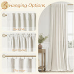 Guken 100% Blackout Linen Curtains 84 Inch Long for Bedroom 2 Panels Cream