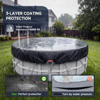 LXKCKJ 9 Ft Round Pool Cover, Solar Covers for Above Ground Pools, Stock Tank Pool Cover Protector with Accessories, Round Hot Tub Covers Ideal for Waterproof and Dustproof (Black)