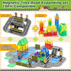 Goodtiles Magnetic Tiles Road Expansion Set, STEM Magnetic Building Blocks for Kids Ages 3-5 4-8 5-7, Preschool Learning Sensory Kids Toys for Toddler Birthday