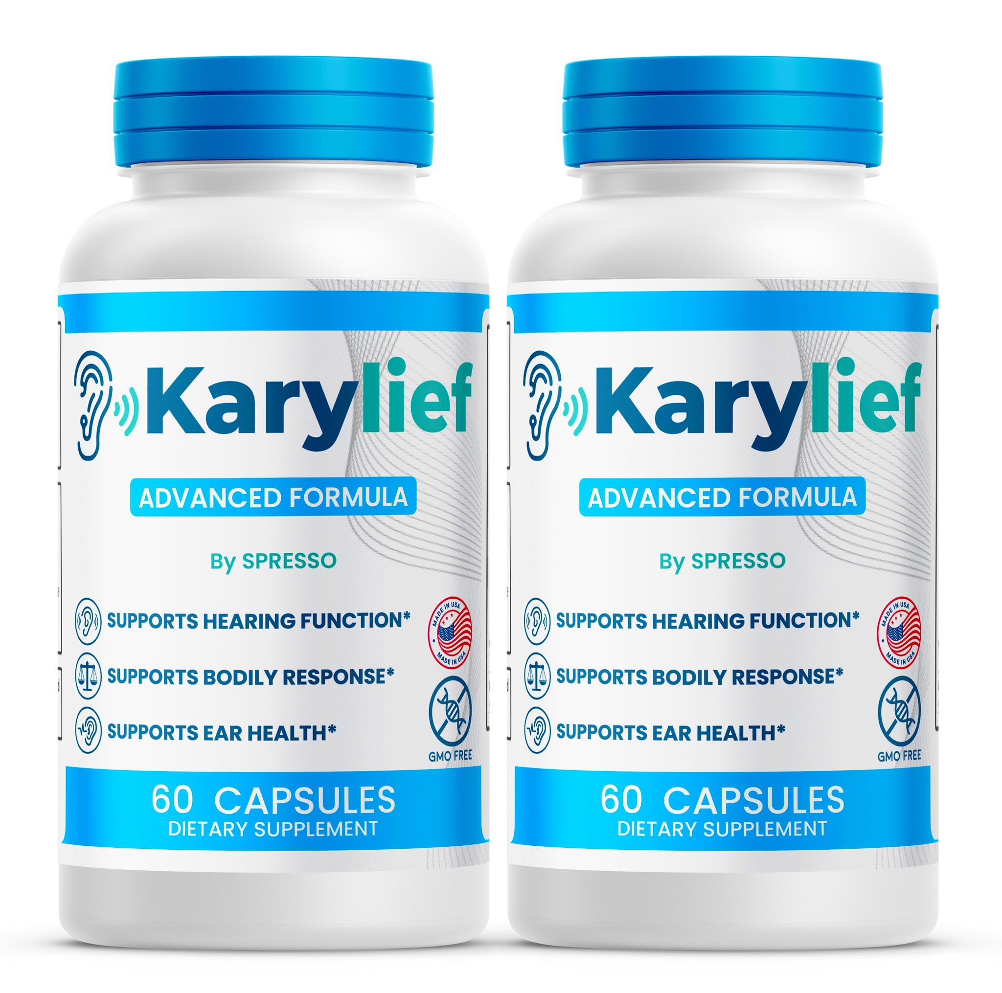 (2 Pack) Karylief Capsules, Official Tinnitus & Ear Health Advanced Support Supplement with Premium Ingredients, All Natural Karilief for Ringing Ears, Clarity & Overall Wellness (120 Capsules)