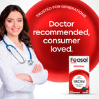Feosol Original Iron Supplement Tablets, Non-heme, 65mg Iron per Pill, 1 Per Day, 8 Month Supply, for Energy and Immune System Support (120 ct Pack of 2)