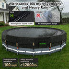 QH.HOME 550D 10 ft Pool Cover Round[Upgraded Tear Resistant & Quadruple Windproof] wth Pre-Installed Patented Winch and Rope, Pool Covers for Above Ground Pools-Snug Fit & Waterproof Protection