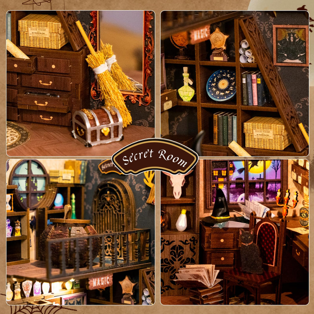 CUTEBEE Book Nook Kit - DIY Miniature House Dollhouse Kit for Adults and Teens, 3D Wooden Puzzle Booknook Build Bookshelf Decor, Gifts for Family and Friends (Magic Pharmacist)
