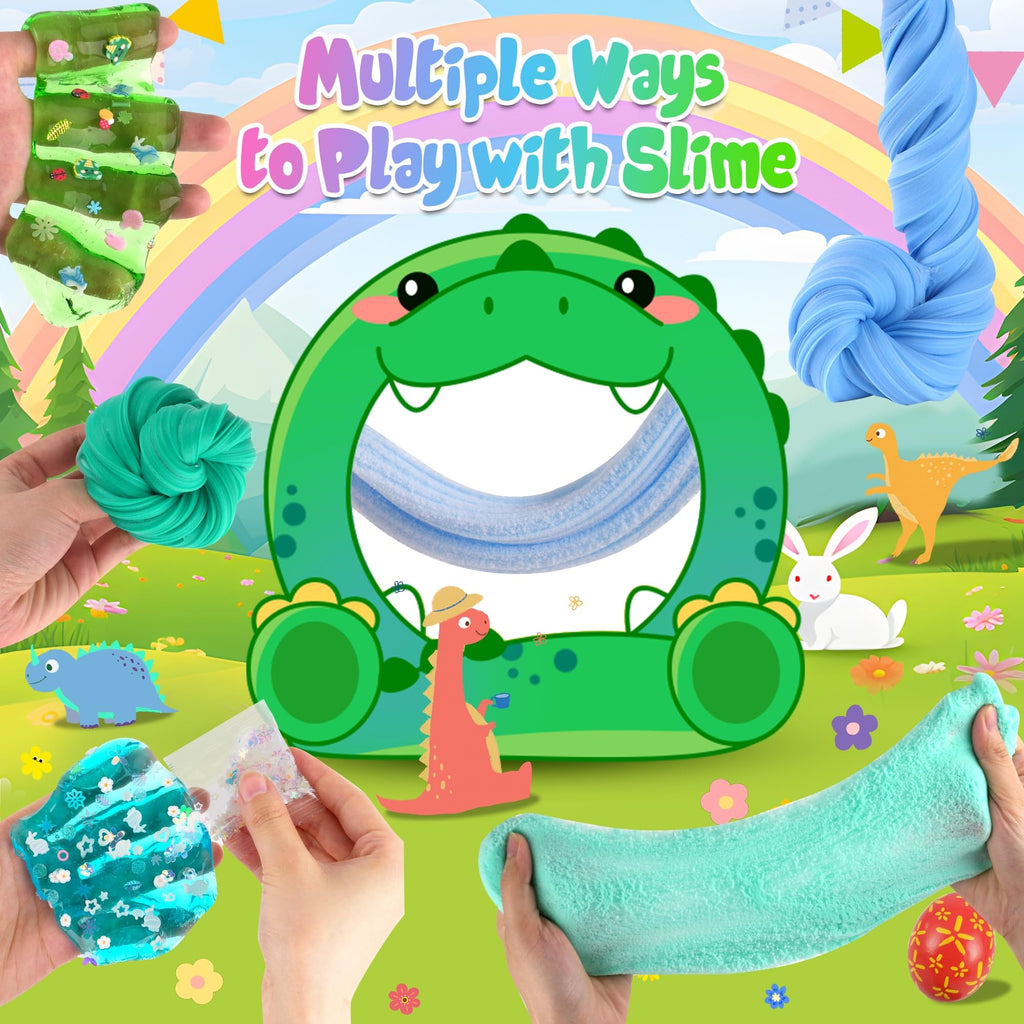 6 Pack Dinosaurs Slime Kit for Boys, Cloud Butter Squishy Birthday Gift Set