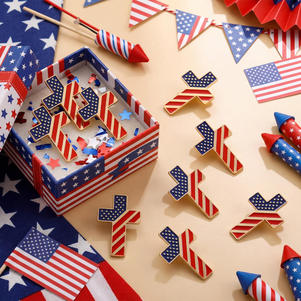 Landical 24 Pcs American Flag Cross Lapel Pins Veterans Day Gifts Bulk