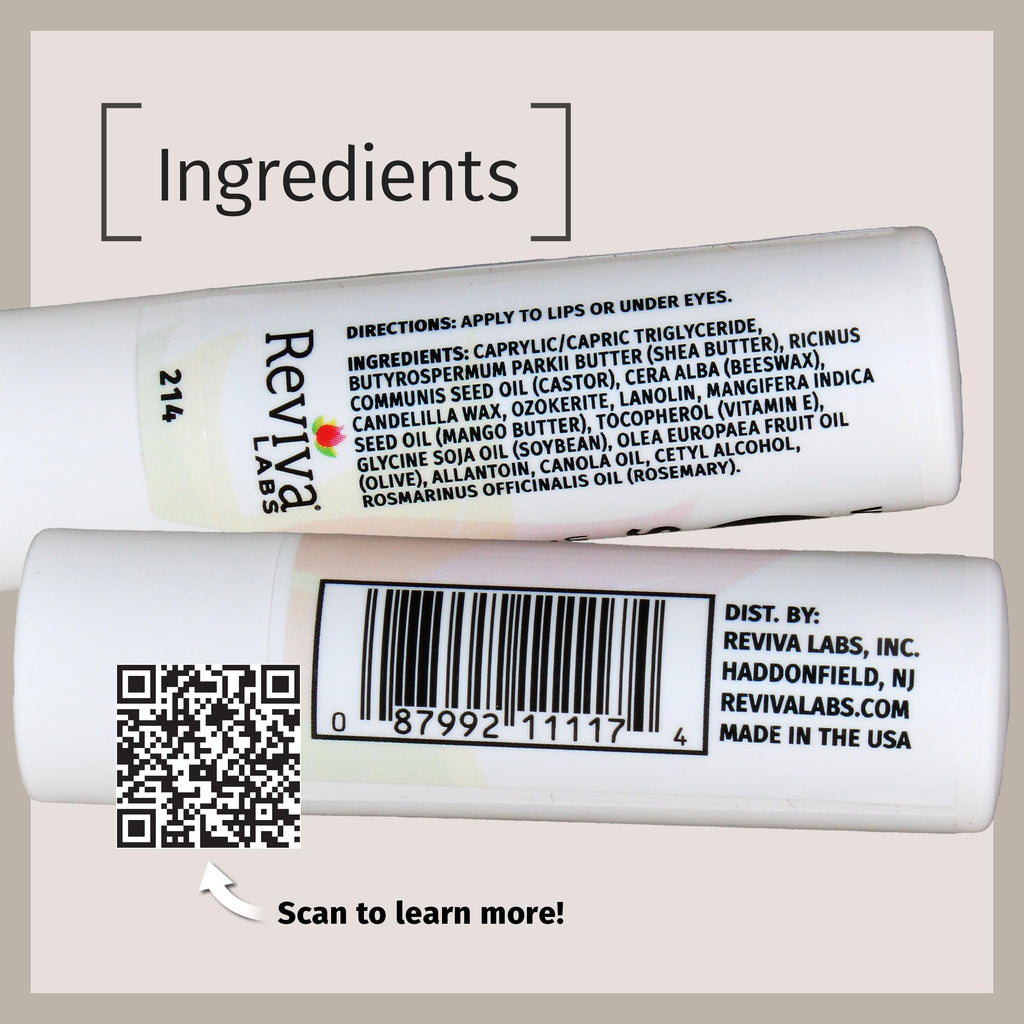 Reviva Labs Vitamin E Stick - Hydrating Lip Balm for Chapped Lips & Under Eye Care - Moisturizing with Beeswax, Shea Butter & Allantoin - Vitamin E Lip Balm for Men & Women (Pack of 6)