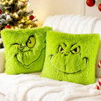 eowvsio 2PCS Chrismas Pillow Covers 18x18 inch,Green Xmas Throw Pillow Cases,Chrismas Decor Soft Plush Faux Fur Wool Couch Cushion Case for Chair Sofa Bedroom Living Room