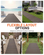 yoopin Wooden Garden Pathway Roll Out Walkway, Flexible Outdoor Wood Boardwalk for Lawn Sand Backyard, Non Slip Surface, Portable Garden Path with Rubber Connectors, 11.5FT, Brown