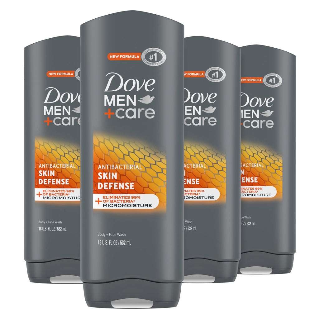 Dove Men+Care Shower Gel for Smooth and Hydrated Skin Care, Skin Defence, Effectively Removes Bacteria and Nourishes Your Skin, 510 ml, Pack of 4